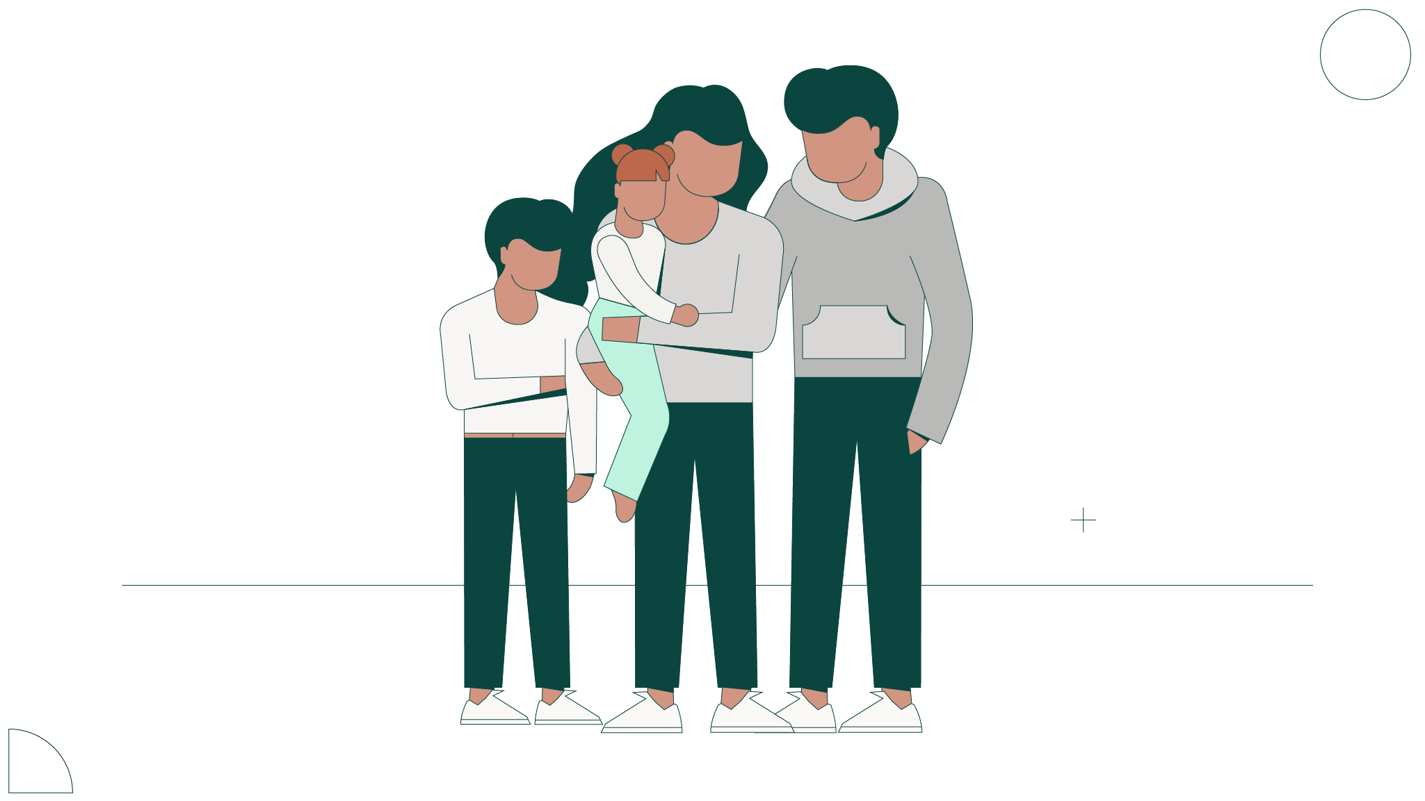 graphic of a family with two adults and two children