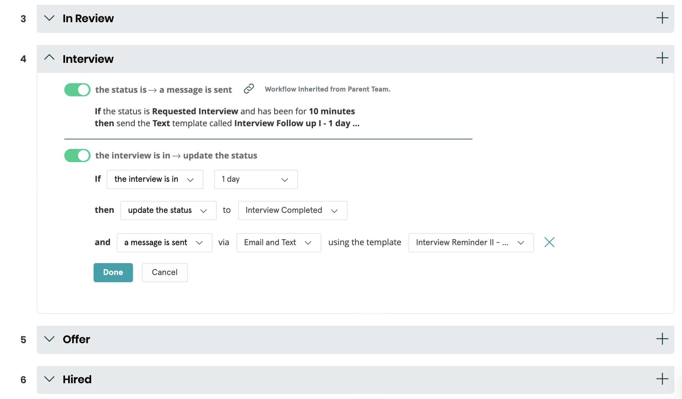Display of automated workflows dashboard