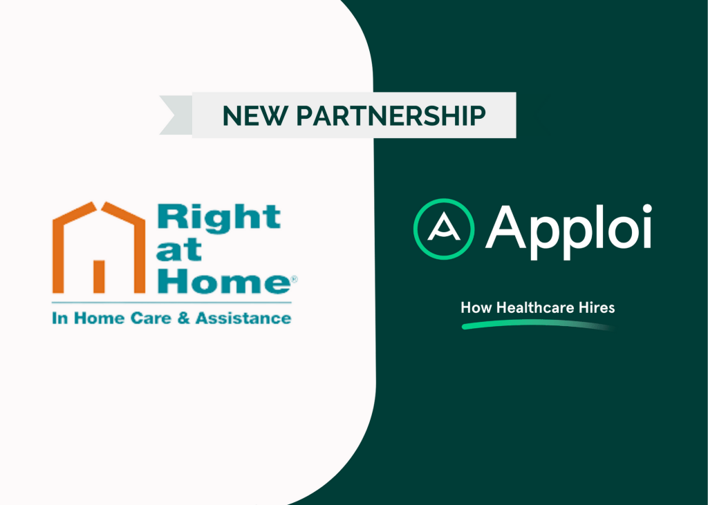 Graphic announcing partnerships between Apploi and in-home care agency Right at Home